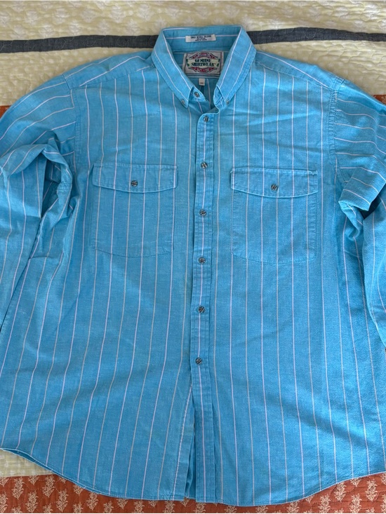 Van Heusen Other - Vintage 1960s Van Heusen Men’s Light Blue Striped Button-Down Shirt size XL